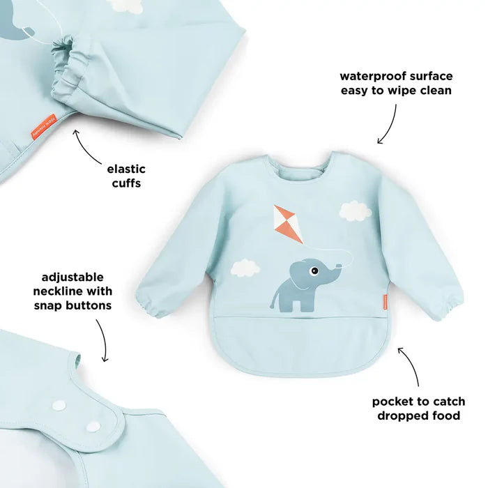 Done By Deer -Sleeved pocket bib Playground Blue