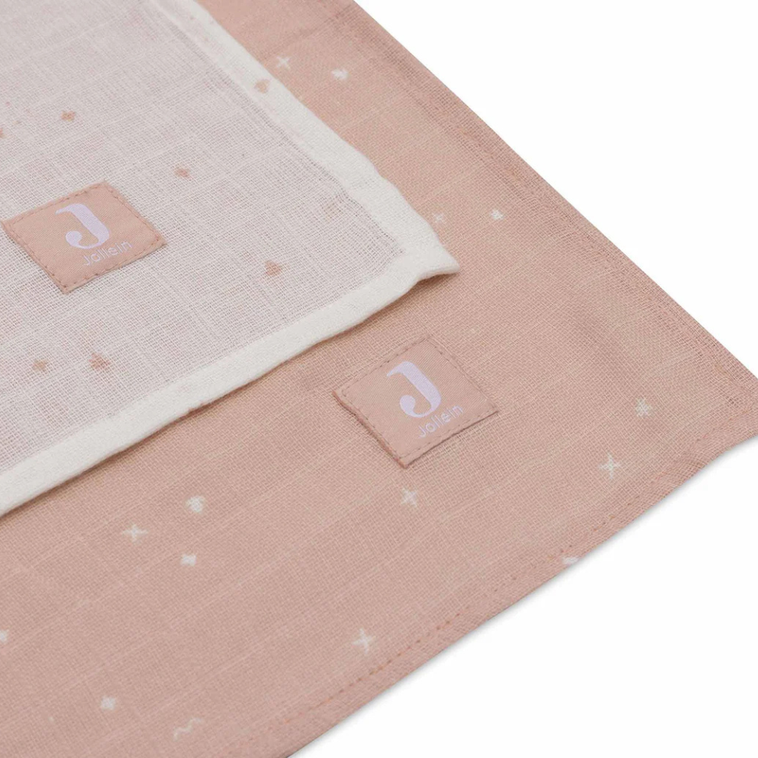 Jollein - Swaddle Muslin 115x115cm Twinkling Wild Rose (2pack)
