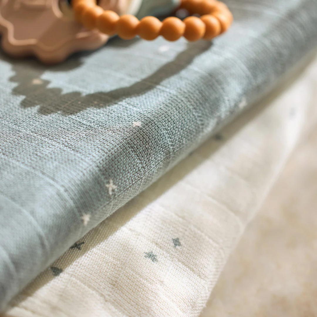 Jollein - Swaddle Muslin 115x115cm Twinkling Sea Green (2pack)