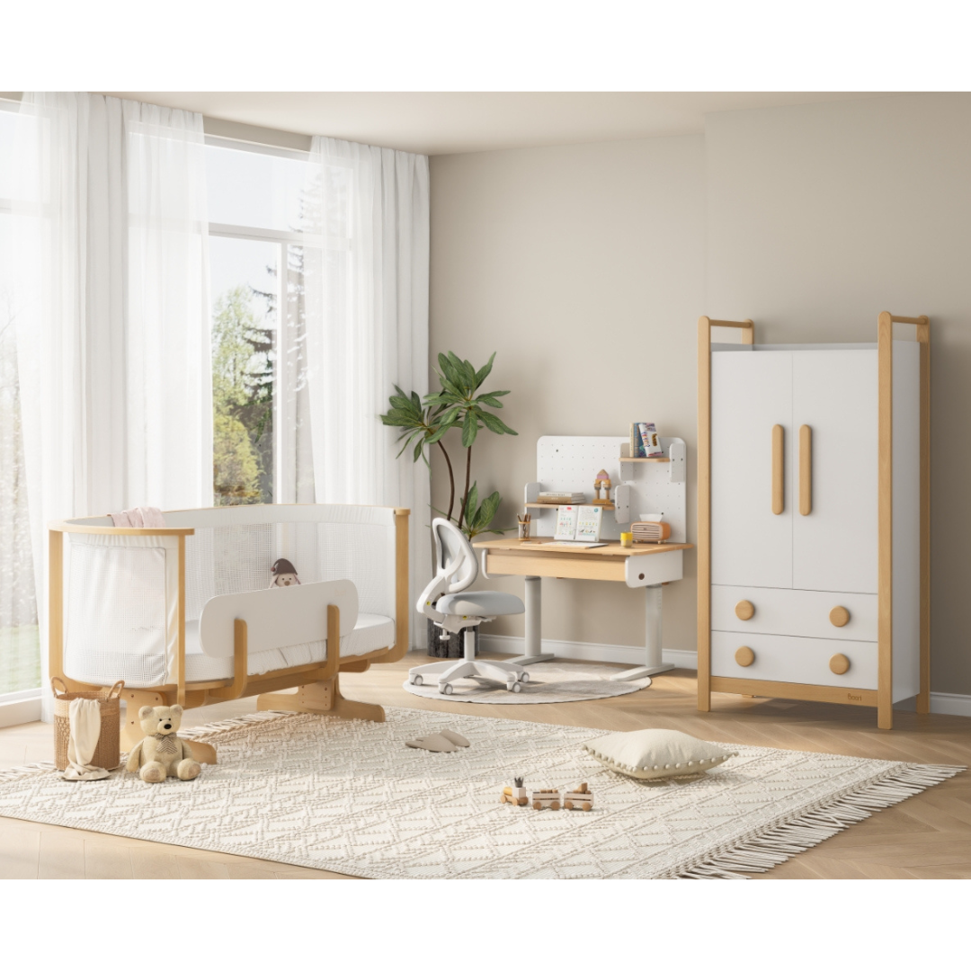 Boori - Nest Bedside Bed_Beech - Light Grey