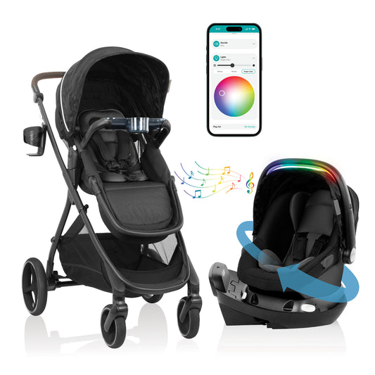 Evenflo - Shyft Intuiti+ Travel System featuring Revolve180 LiteMax NXT with SensorySoothe - Dubhan Black
