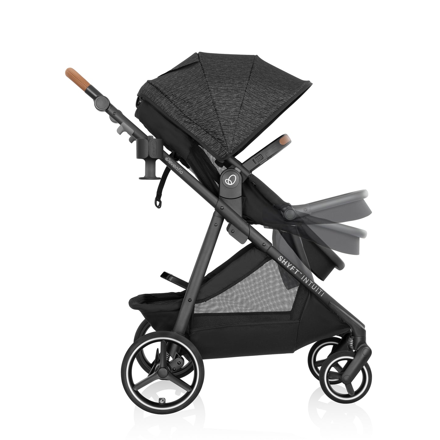 Evenflo - Shyft Intuiti Travel System with Revolve180 LiteMax NXT Rotational Infant Car Seat - Black Shale