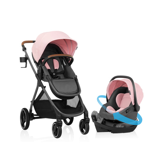Evenflo - Shyft Intuiti Travel System with Revolve180 LiteMax NXT Rotational Infant Car Seat - Amaranth Pink