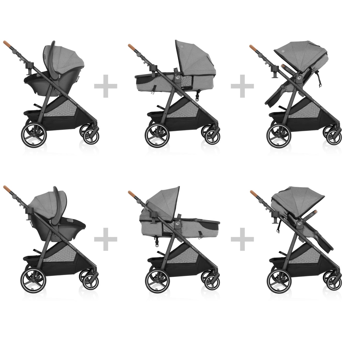 Evenflo -  Shyft Intuiti Travel System with Revolve180 LiteMax NXT Rotational Infant Car Seat - Fossil Gray