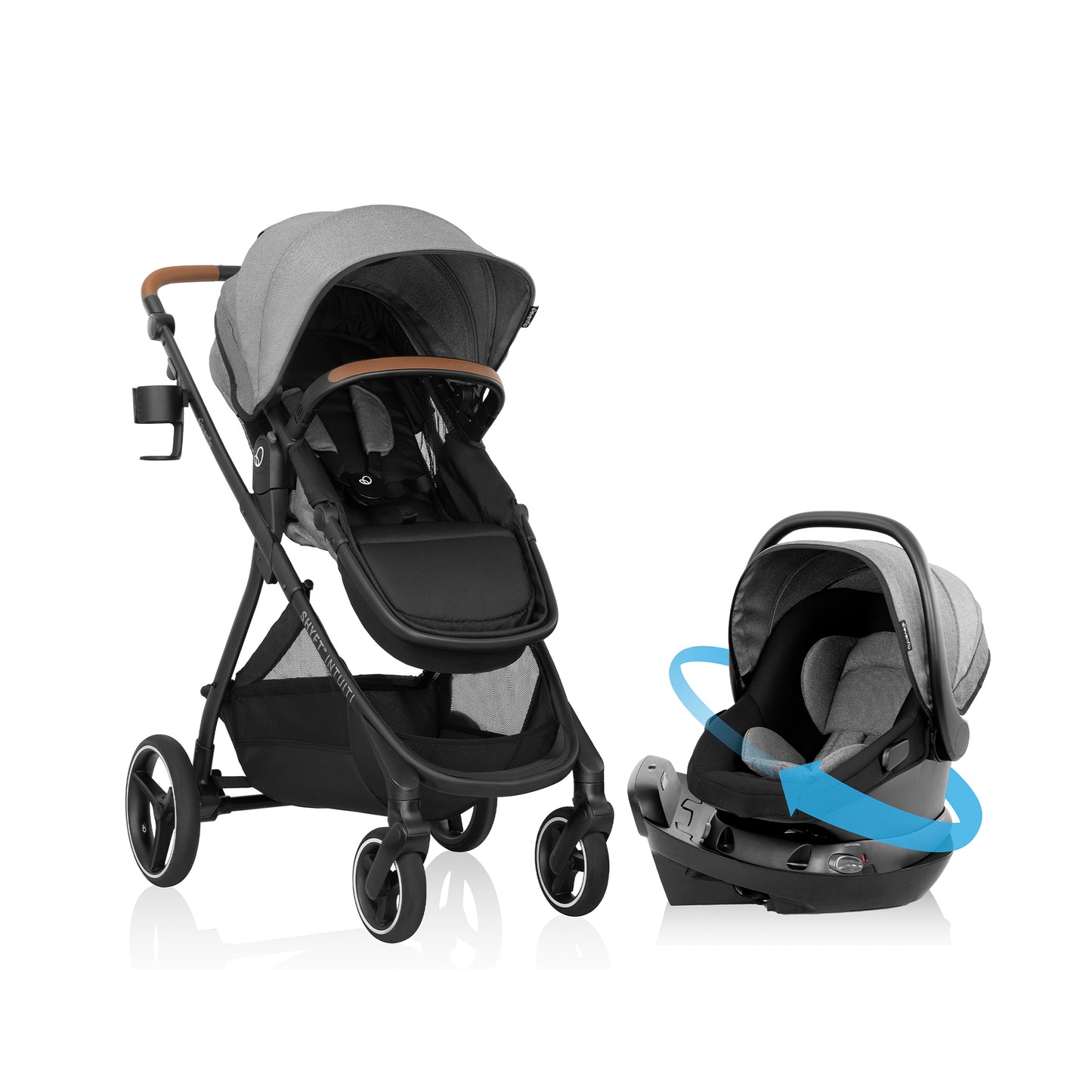 Evenflo -  Shyft Intuiti Travel System with Revolve180 LiteMax NXT Rotational Infant Car Seat - Fossil Gray
