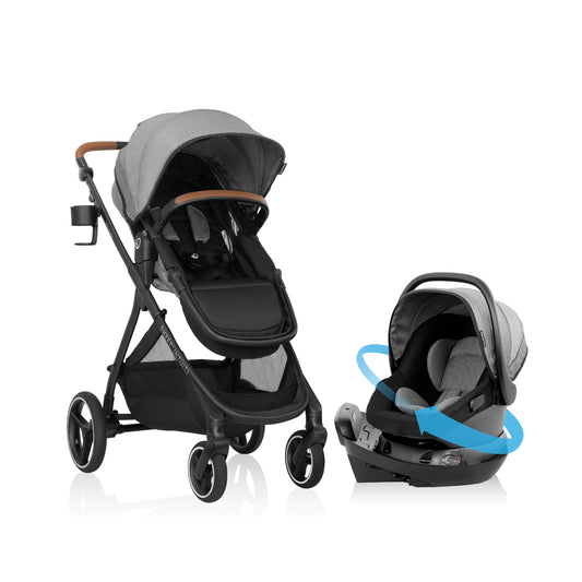 Evenflo -  Shyft Intuiti Travel System with Revolve180 LiteMax NXT Rotational Infant Car Seat - Fossil Gray