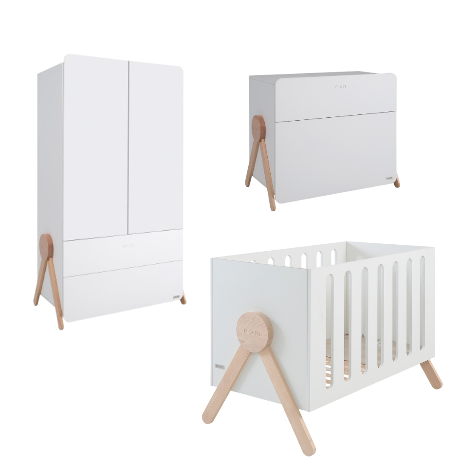 Micuna - Swing Cot 120 x 60 cm Crib with Changing Table and Wardrobe