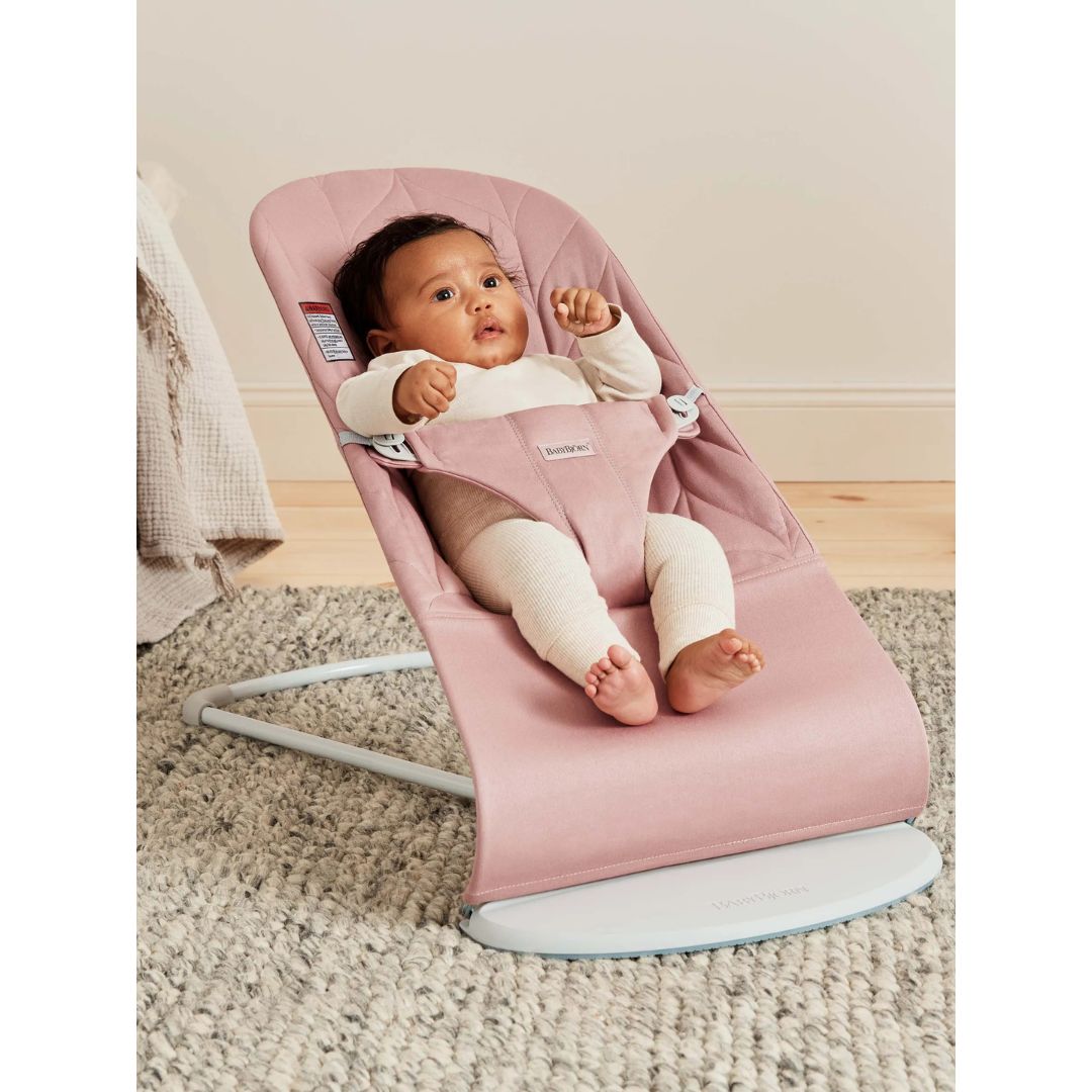 BABYBJORN Bouncer Bliss, Dusty Pink, Cotton, Petal quilt