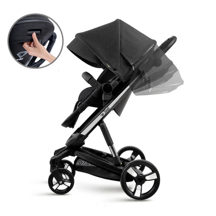 Jikel - Diamond Electric Stroller Travel System with Car Seat - Charcoal