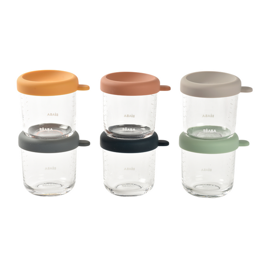 Beaba - Set Of 6 Glass Portion Jar 250ml Sunrise Color Mix
