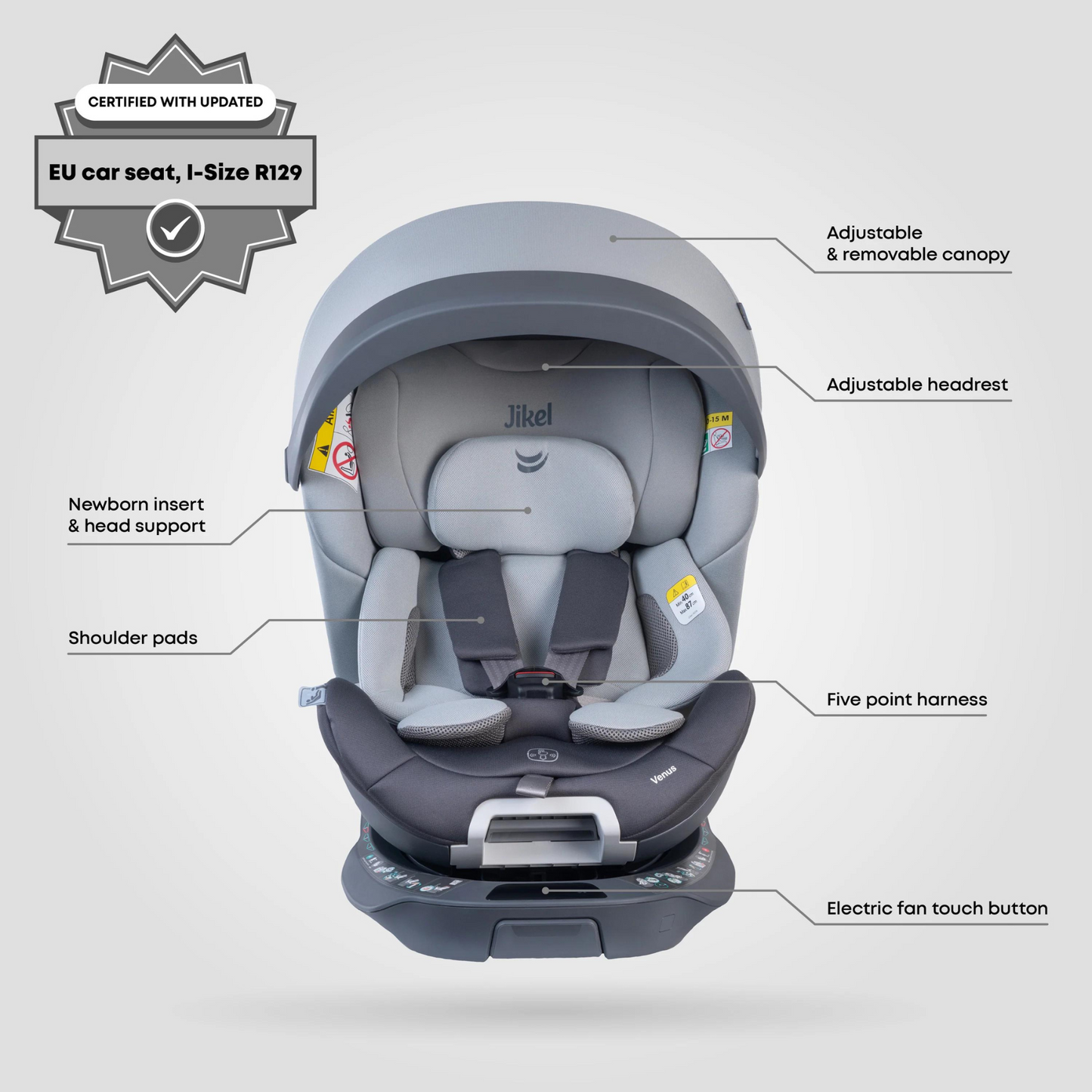 Venus 360 I-Size Isofix Ventilated Car seat - Grey