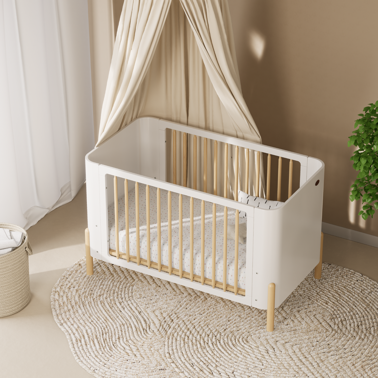 Boori - Nova Cot Bed_Barley White and Beech