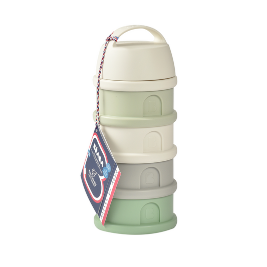 Beaba - Formula Milk Container - 4 Compartments - Cotton white/Sage green