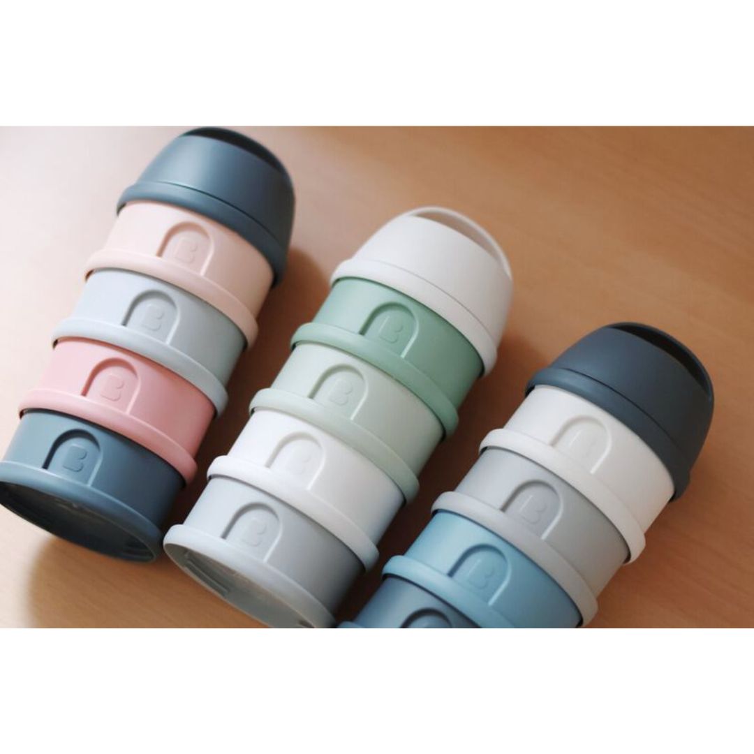 Beaba - 4 Compartments Formula Milk Container - Grey/Blue