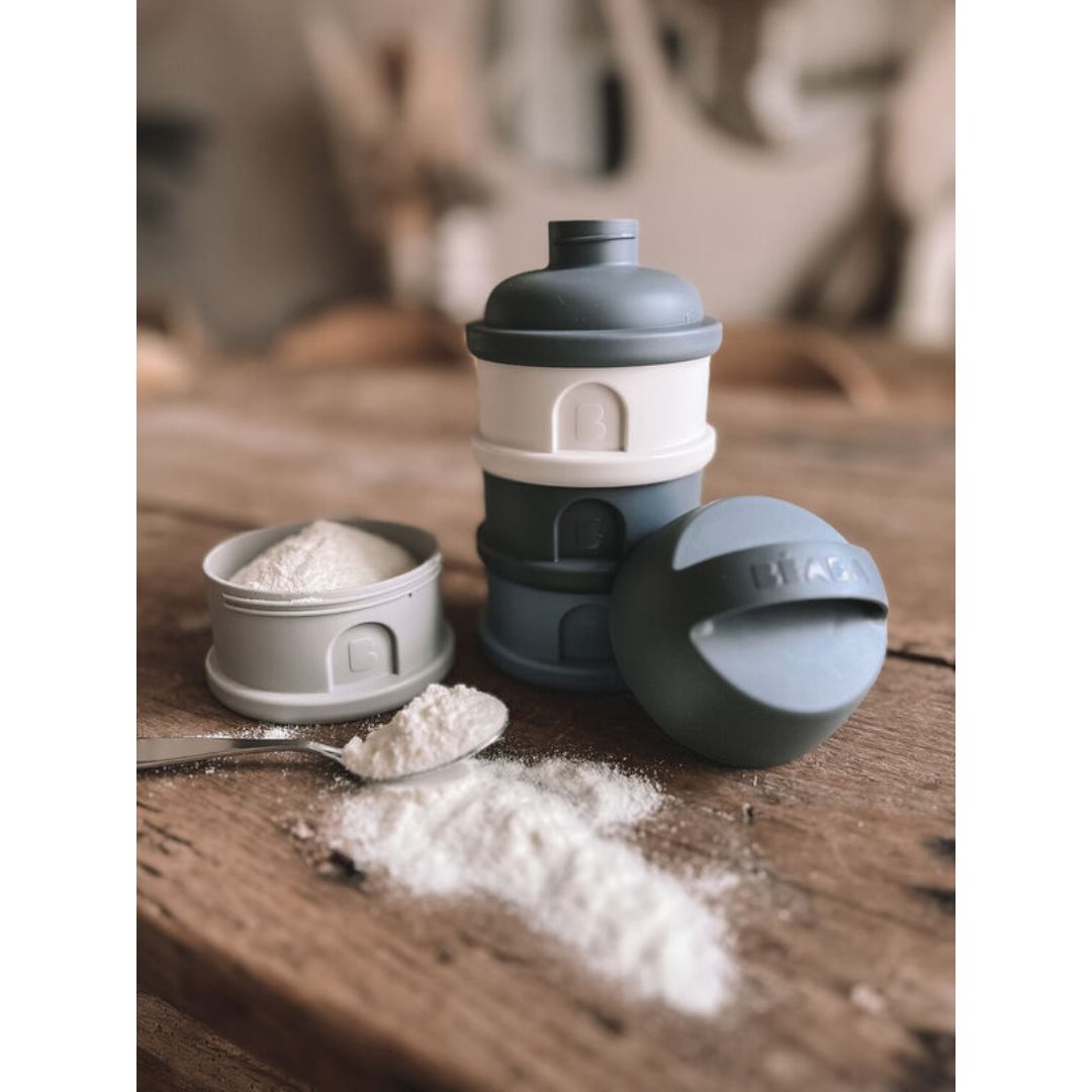 Beaba - 4 Compartments Formula Milk Container - Grey/Blue