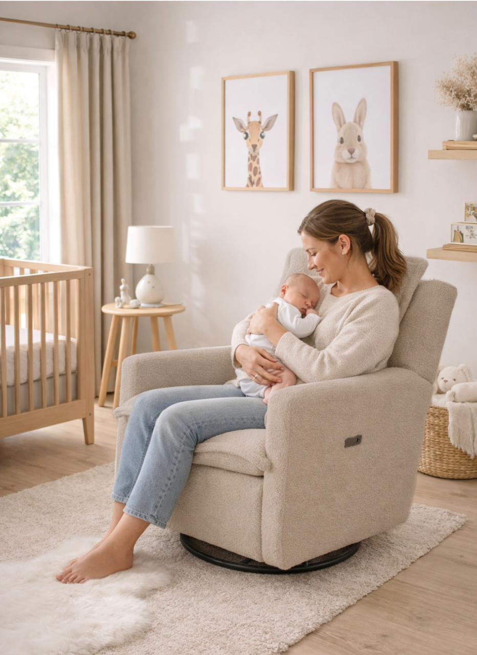 Luna Electric Recliner Nursing Chair - Latte