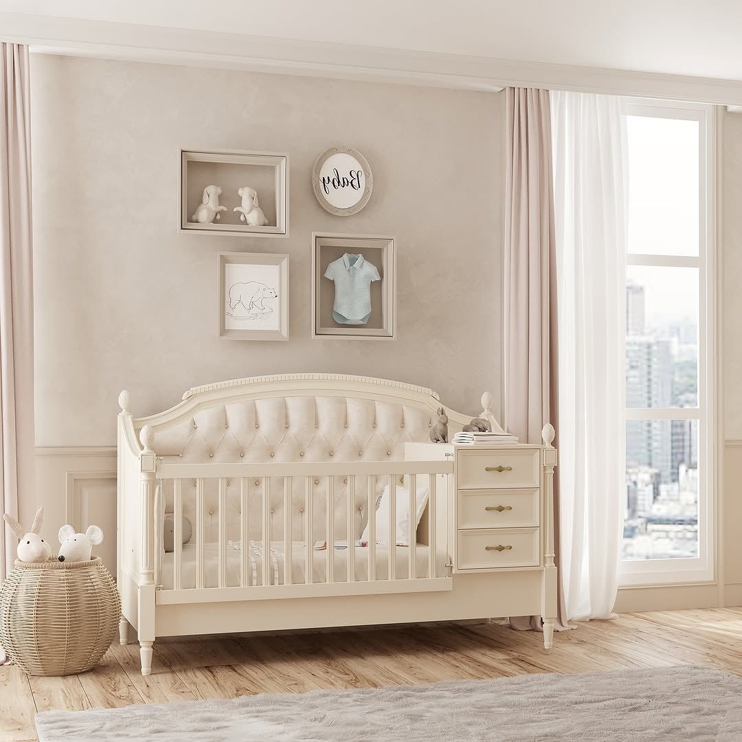 Jikel - Romantic Convertible Baby Cot Beige