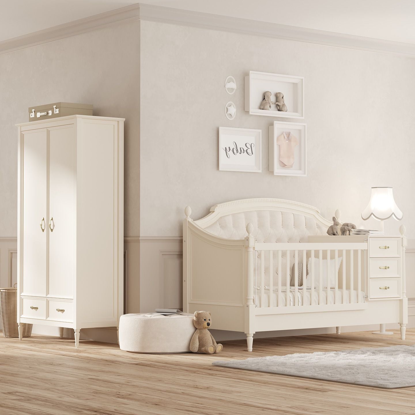 Jikel - Romantic Convertible Baby Cot Beige