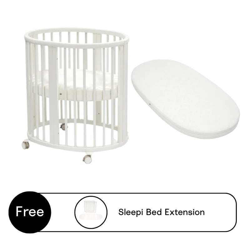 Stokke Sleepi Mini Bed Bundle - Sleepi Mini Bed with Sleepi Mini Mattress, Sleepi Mattress & Sleepi Bed Extension