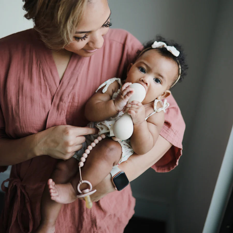 Mushie - Silicone Pacifier Clip - Luna Blush