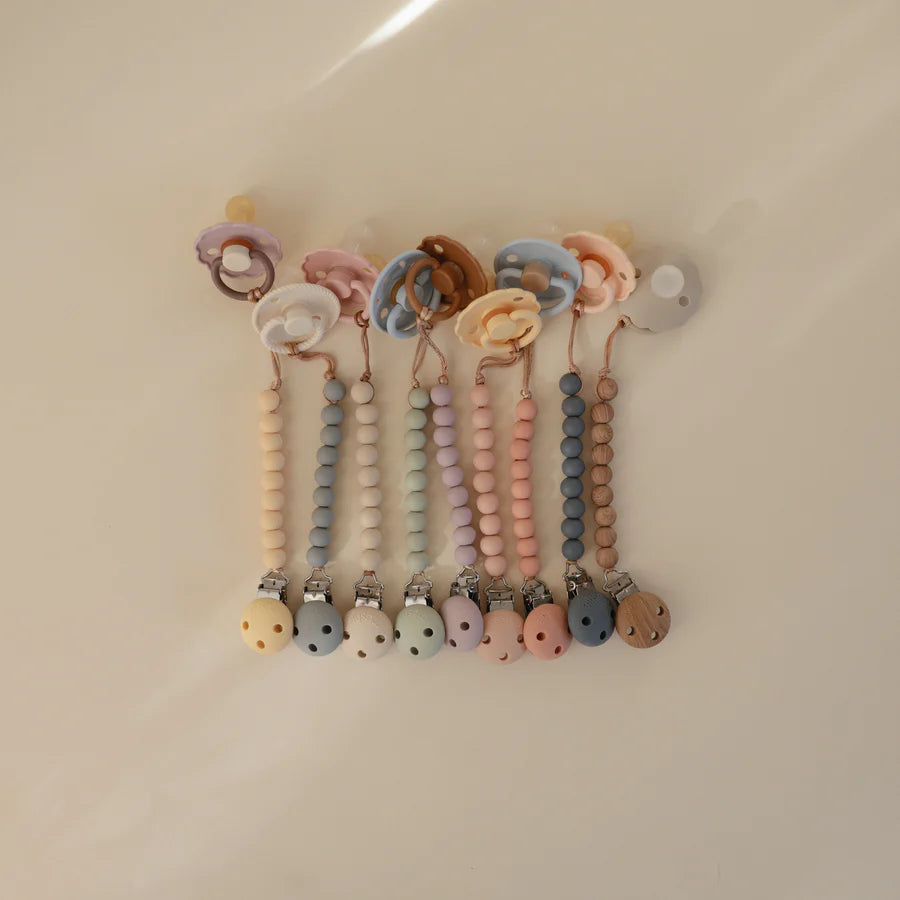 Mushie - Silicone Pacifier Clip - Luna Blush