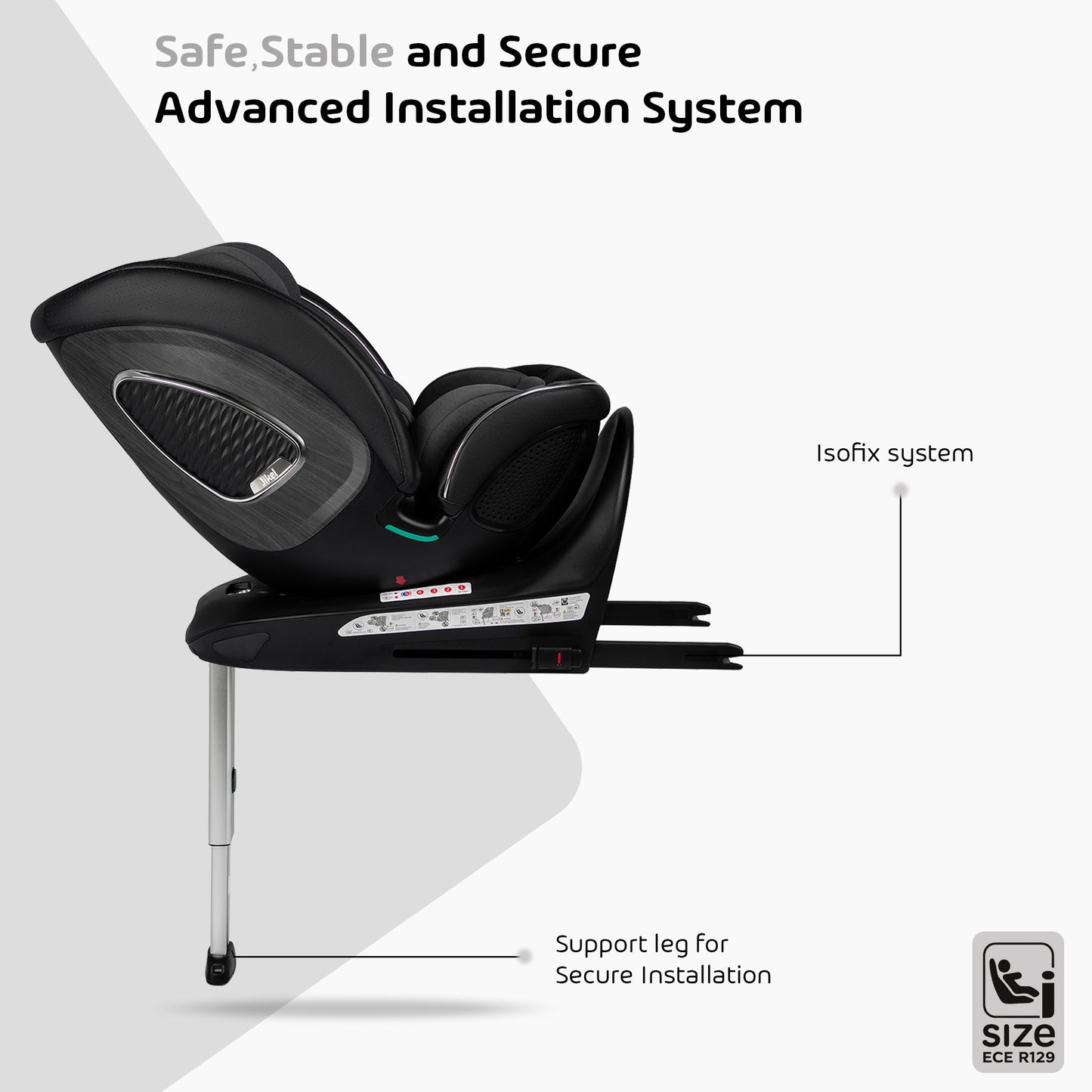 Jikel - Neptune 360 i-Size Convertible Car Seat- Charcoal Grey