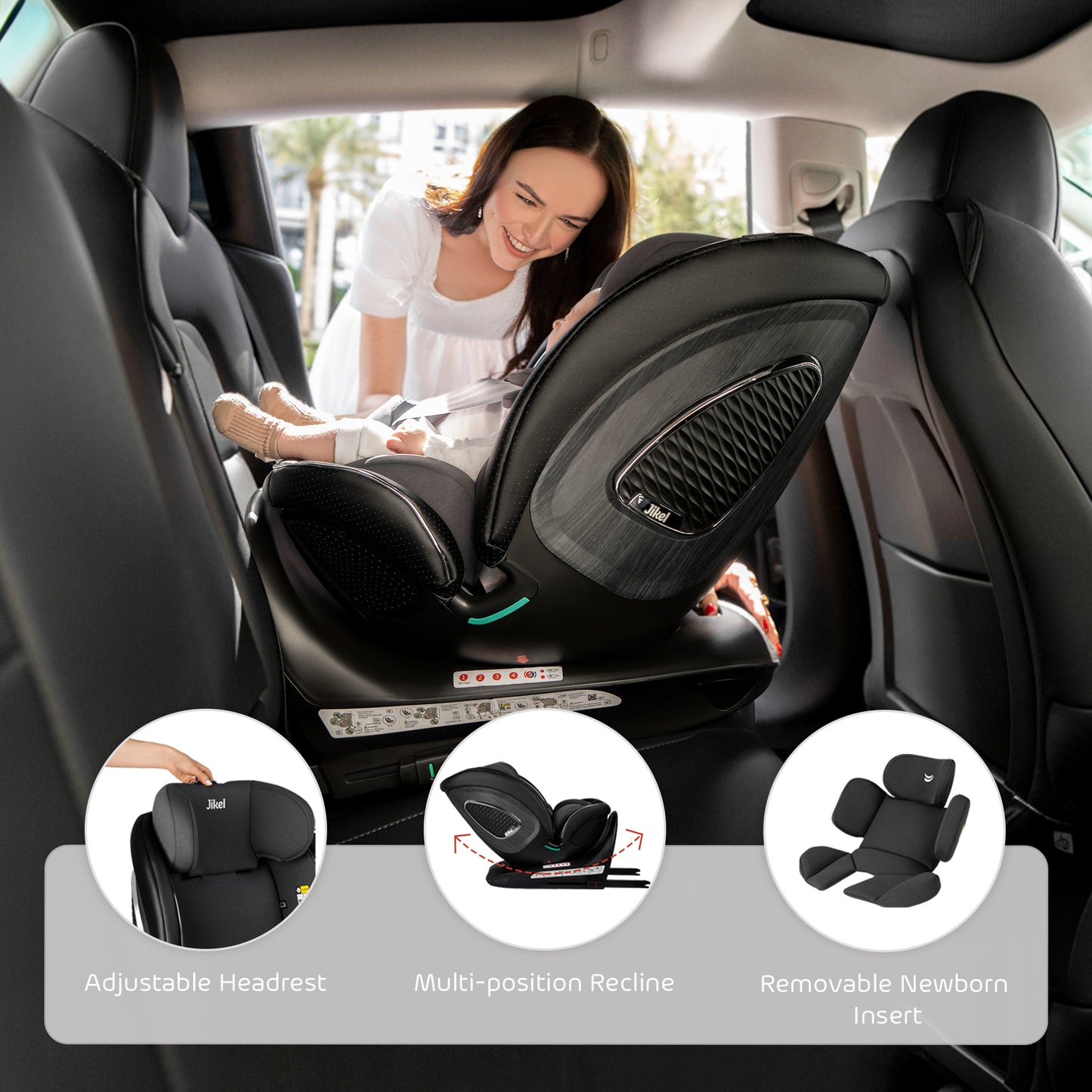 Jikel - Neptune 360 i-Size Convertible Car Seat- Charcoal Grey