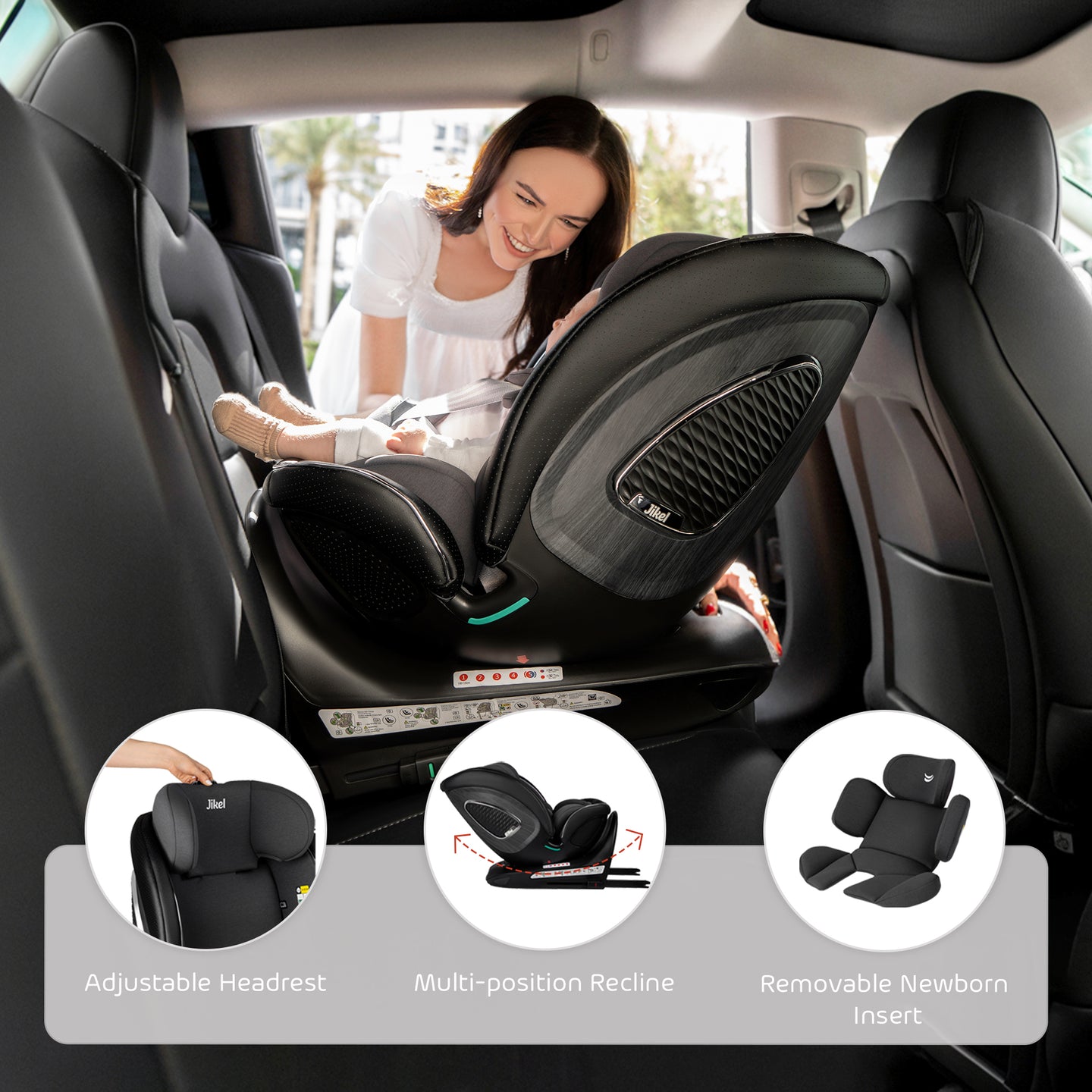 Jikel - Neptune 360 i-Size Convertible Car Seat- Charcoal Grey