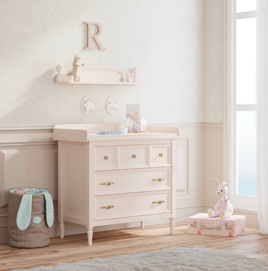 Jikel - Romantic Dresser Changer with Shelf Blush Beige