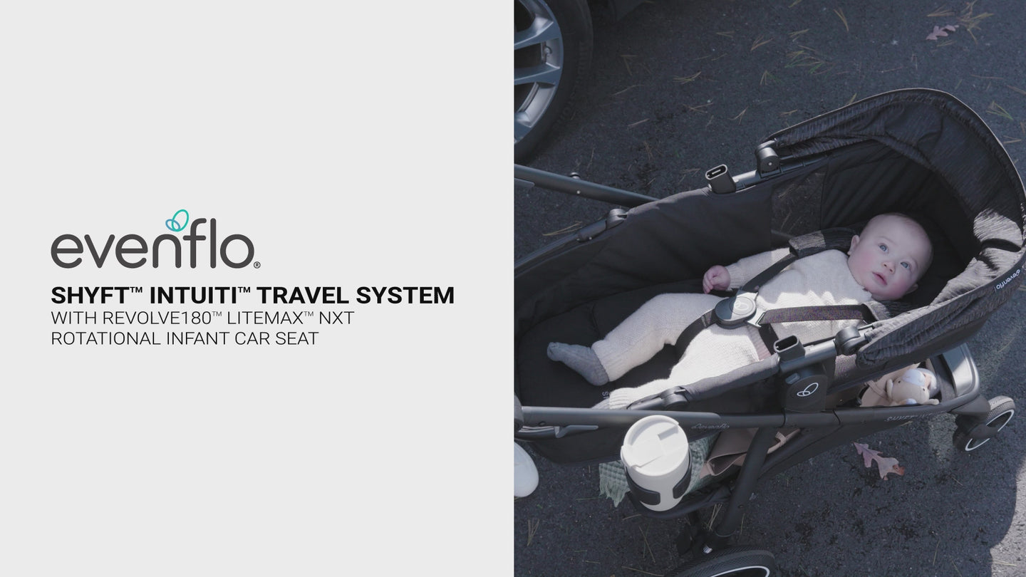 Evenflo -  Shyft Intuiti Travel System with Revolve180 LiteMax NXT Rotational Infant Car Seat - Fossil Gray