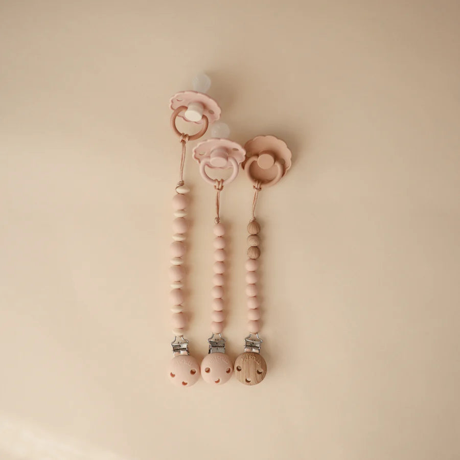 Mushie - Silicone Pacifier Clip - Luna Blush